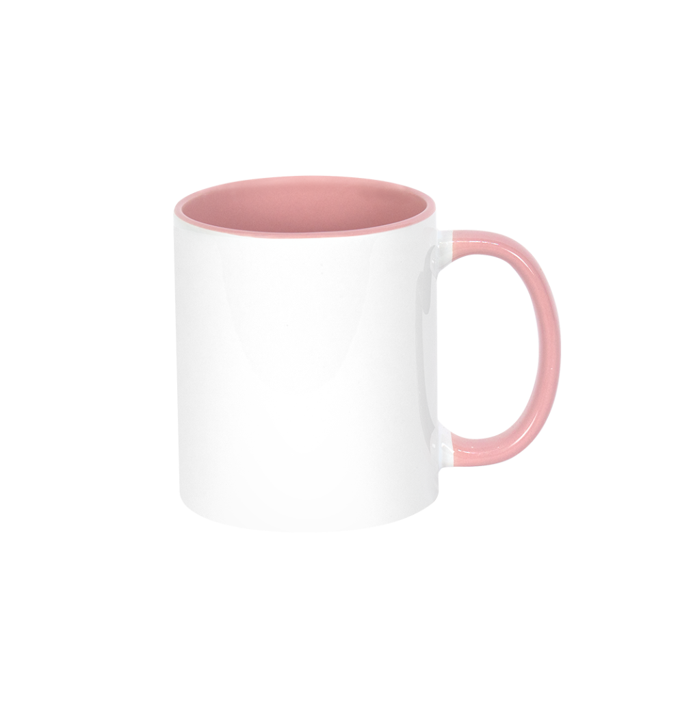 Caneca Branca Alça e Interno Rosa  325ml