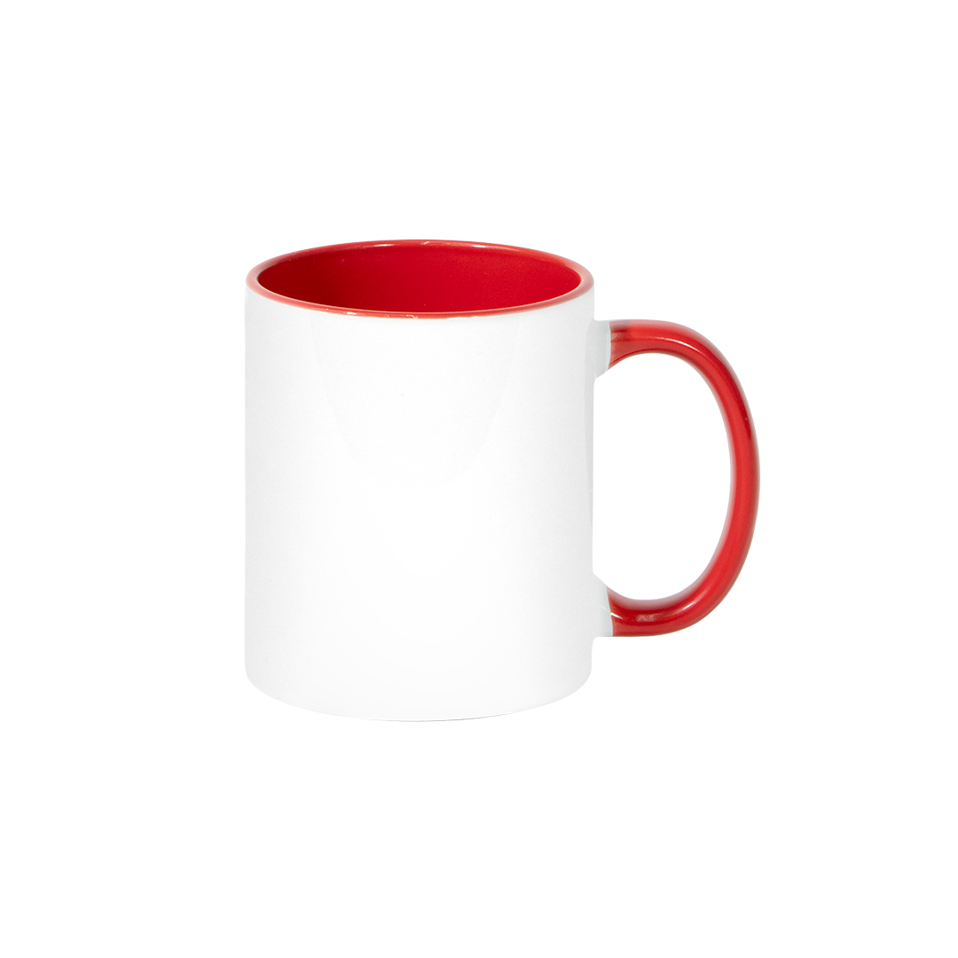 Caneca Branca Alça e Interno Vermelho  325ml