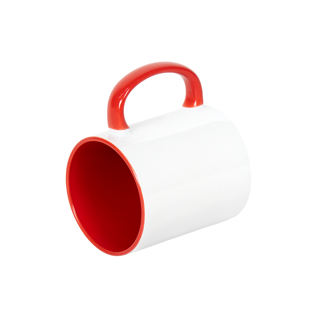 Caneca Branca Alça e Interno Vermelho  325ml