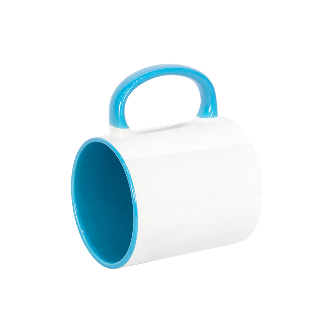 Caneca Branca Alça e Interno Azul Claro  325ml