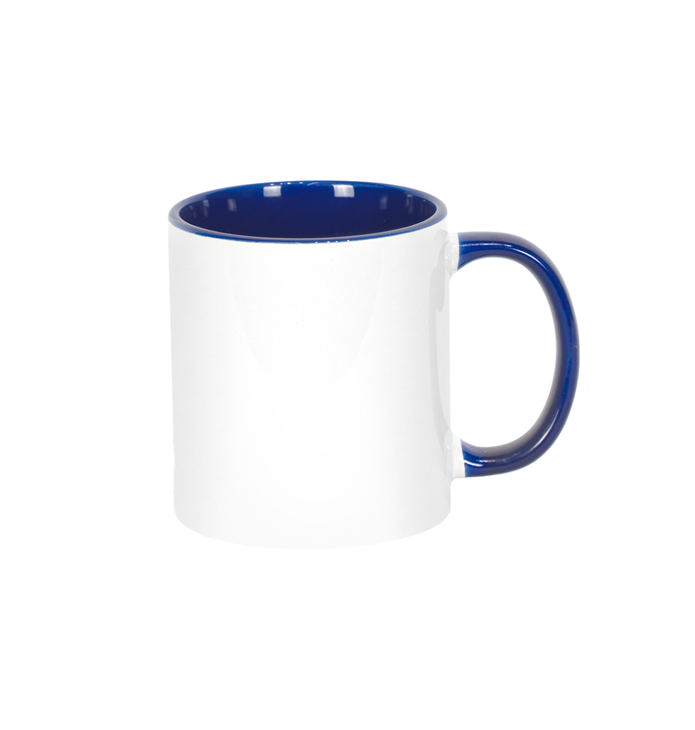 Caneca Branca Alça e Interno Azul Escuro  325ml