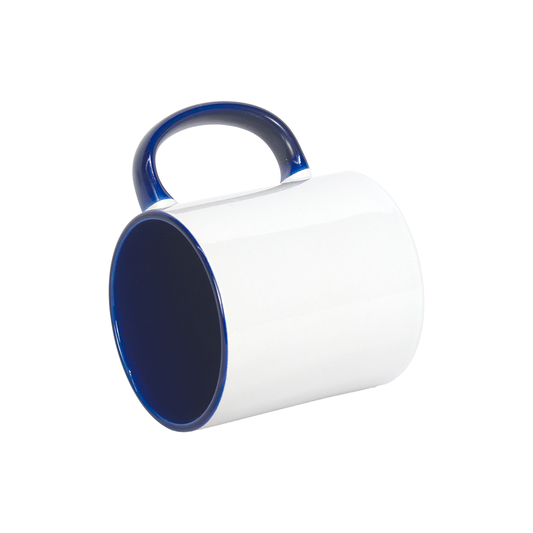 Caneca Branca Alça e Interno Azul Escuro  325ml
