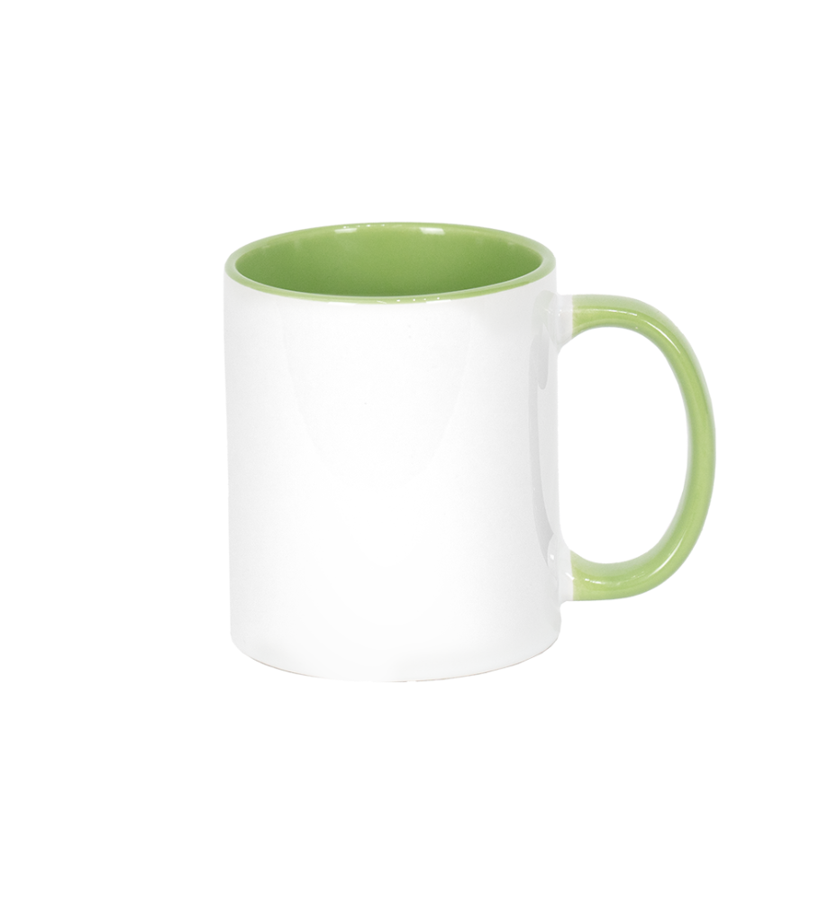 Caneca Branca Alça e Interno Verde Claro  325ml