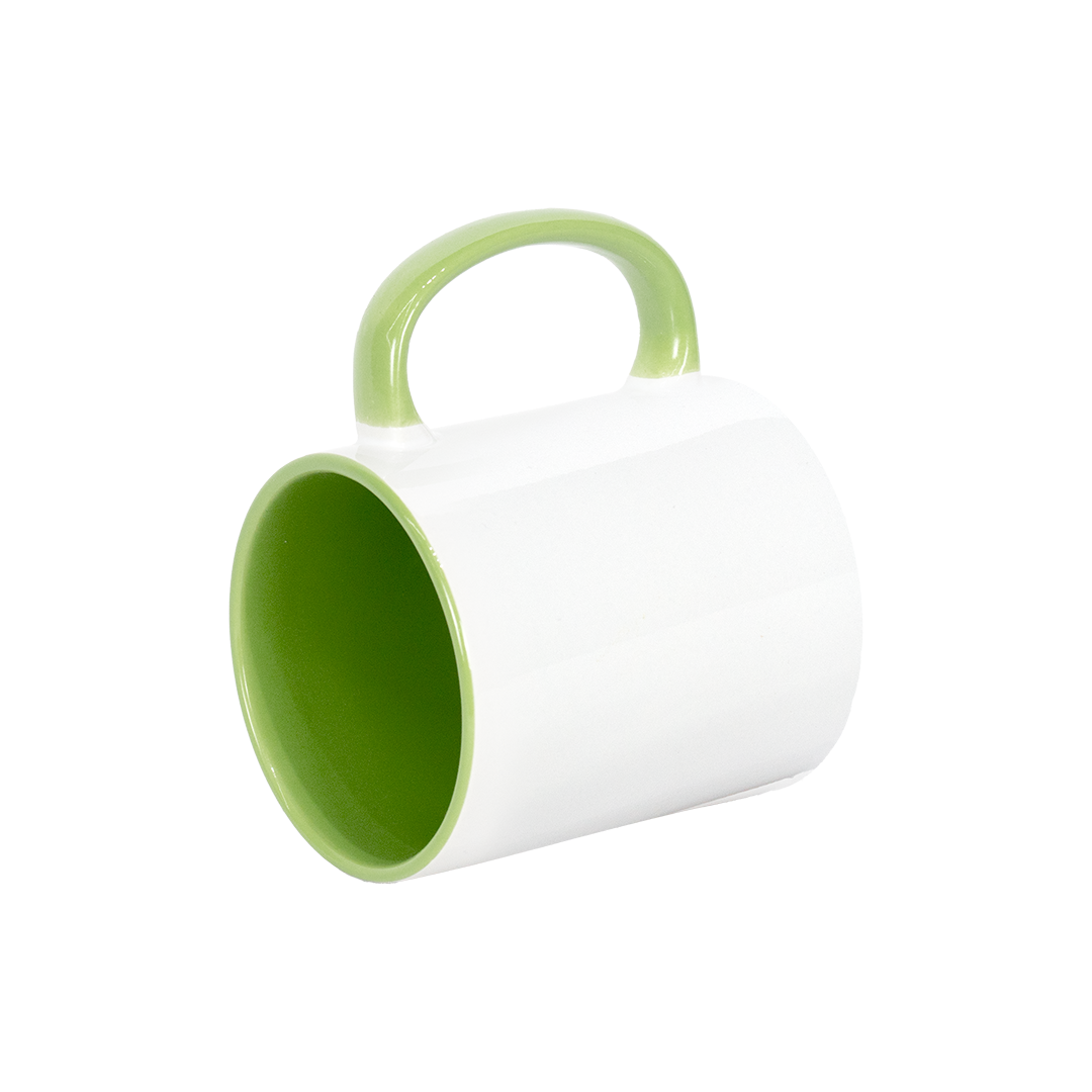 Caneca Branca Alça e Interno Verde Claro  325ml