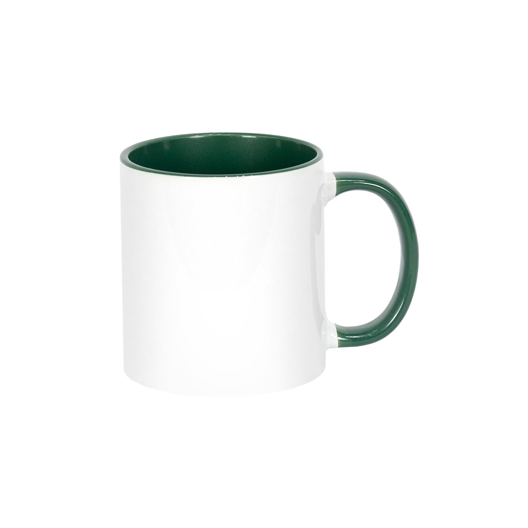 Caneca Branca Alça e Interno Verde Escuro  325ml