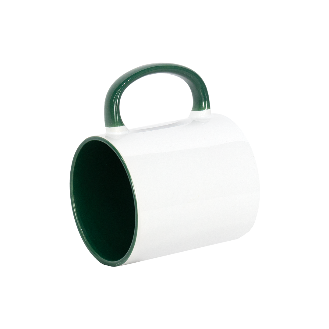 Caneca Branca Alça e Interno Verde Escuro  325ml