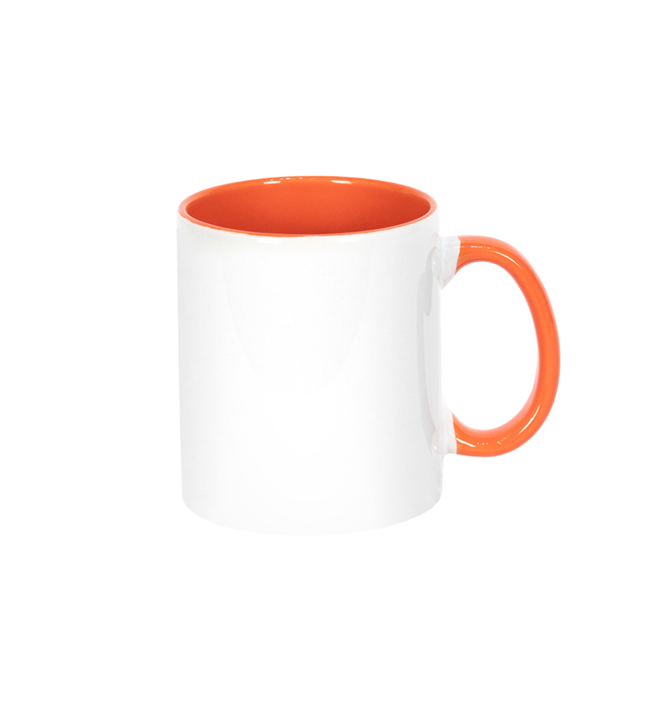 Caneca Branca Alça e Interno Laranja  325ml