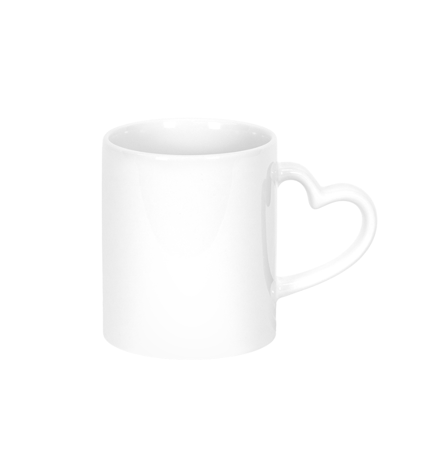 Caneca Branca Alça Coração e Interno Branco  325ml