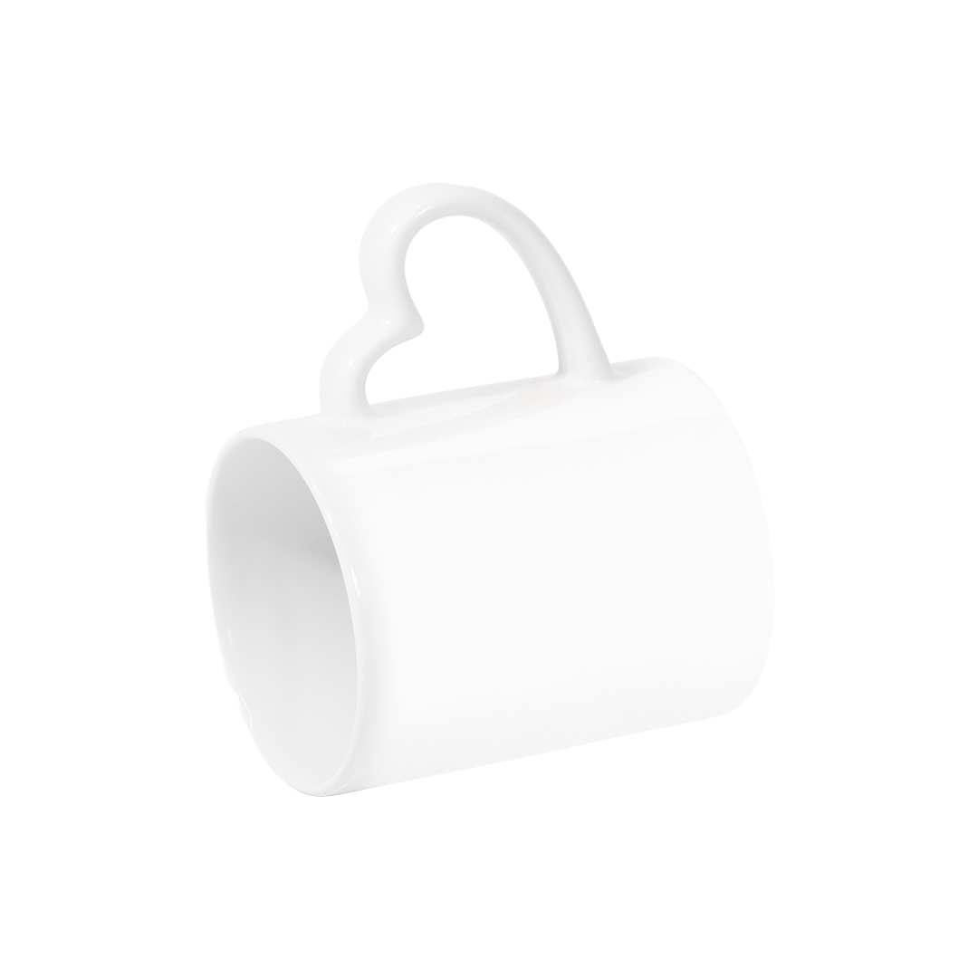 Caneca Branca Alça Coração e Interno Branco  325ml