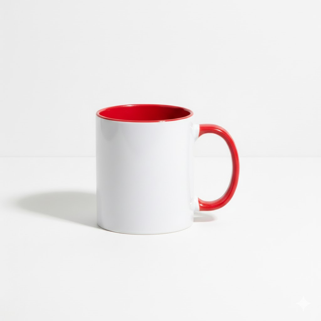 Caneca Branca Alça e Interno Vermelho 325ml