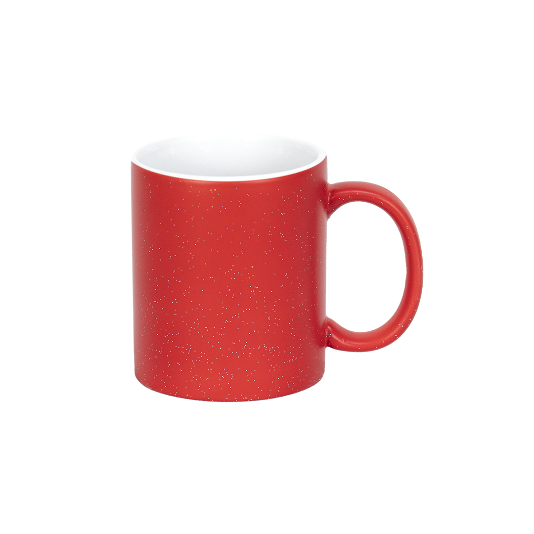 Caneca Mágica Interno Branco Glitter Vermelho Fosco  325ml