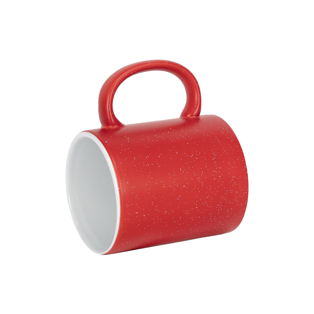 Caneca Mágica Interno Branco Glitter Vermelho Fosco  325ml
