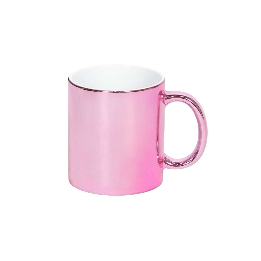 Caneca Interno Branco Cromada Rosa  325ml