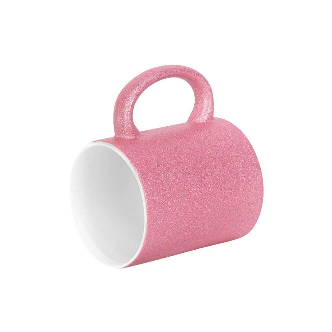 Caneca Interno Branco Glitter Rosa  325ml