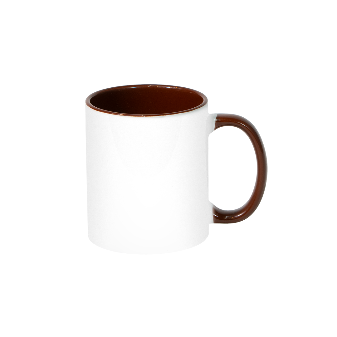 INDISPONÍVEL - Caneca Branca Alça e Interno Marrom  325ml