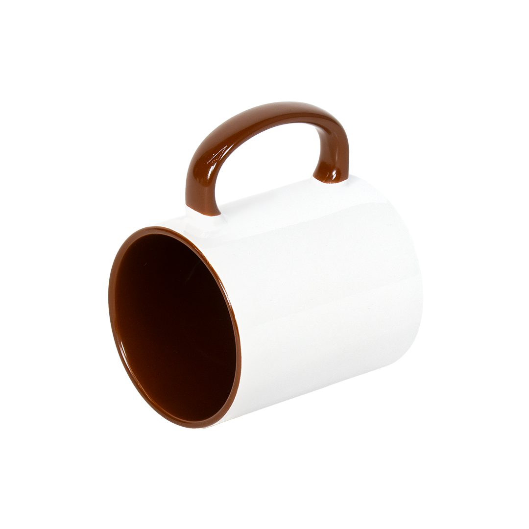 INDISPONÍVEL - Caneca Branca Alça e Interno Marrom  325ml