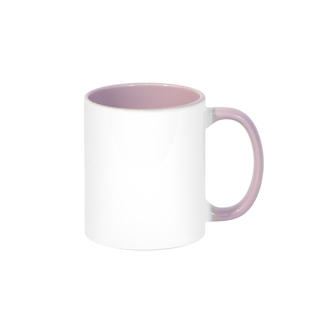 Caneca Branca Alça e Interno Lilás  325ml