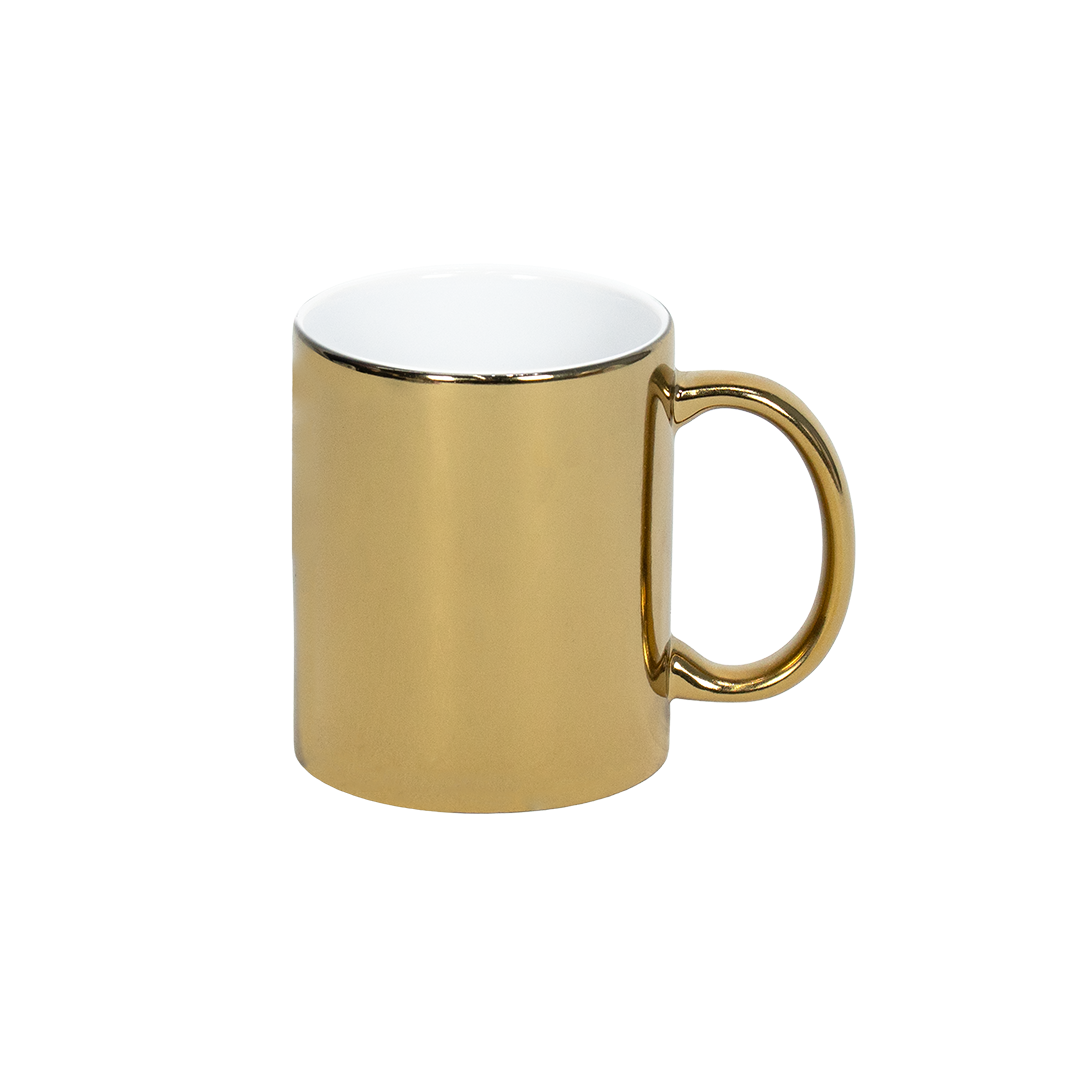 Caneca Interno Branco Cromada Dourado 325ml