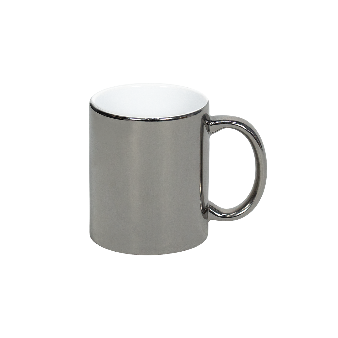 Caneca Interno Branco Cromada Prata  325ml