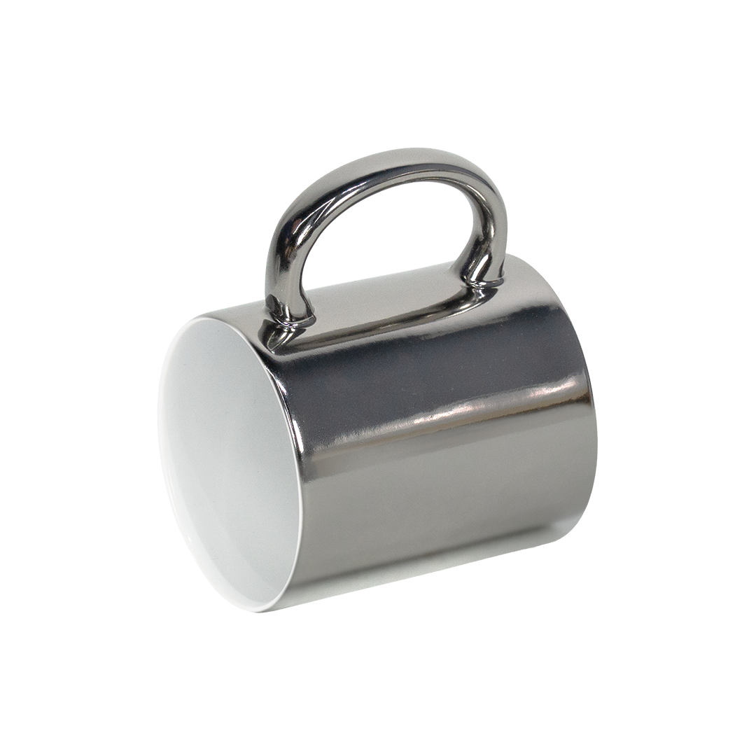 Caneca Interno Branco Cromada Prata  325ml