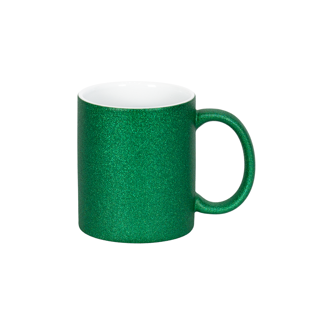 Caneca Interno Branco Glitter Verde Escuro  325ml