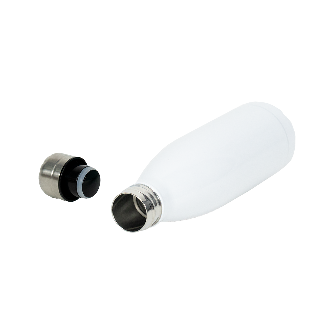 Garrafa Térmica de Aço Inox Estilo Cola Branco 500ml – caixa com 10 unidades