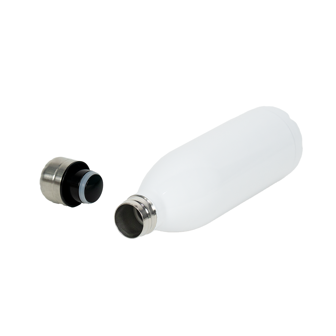 Garrafa Térmica de Aço Inox Estilo Cola Branco 750ml - caixa com 10 unidades