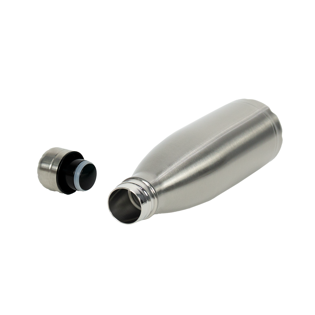 Garrafa Térmica de Aço Inox Estilo Cola Prata  500ml – caixa com 10 unidades