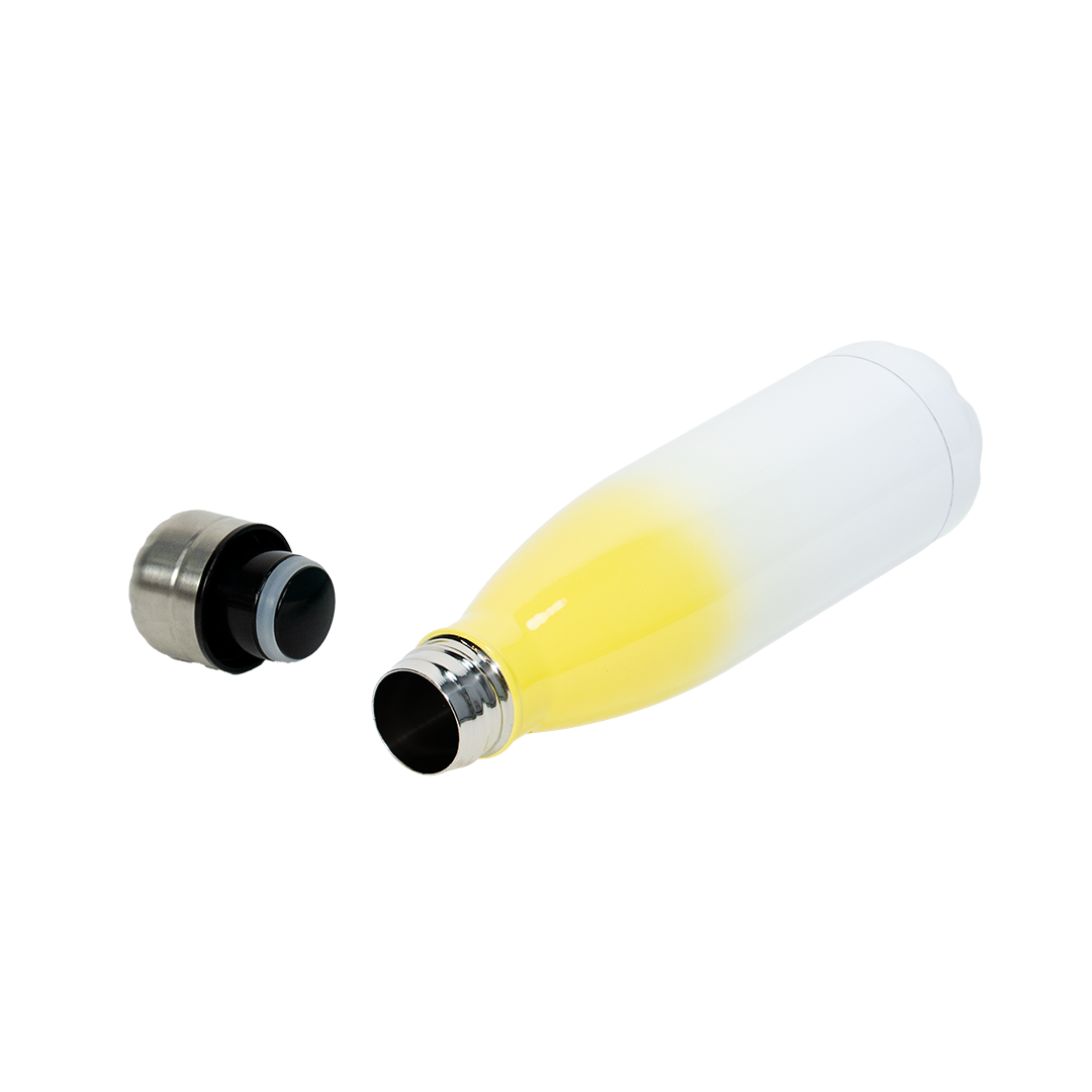 Garrafa Térmica de Aço Inox Estilo Cola Bicolor Amarelo  500ml