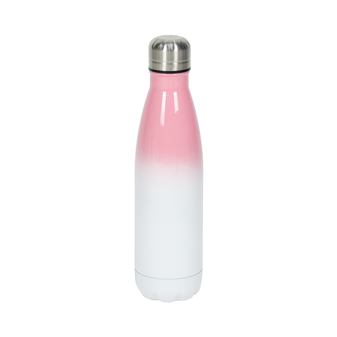 Garrafa Térmica de Aço Inox Estilo Cola Bicolor Rosa Claro  500ml – caixa com 10 unidades