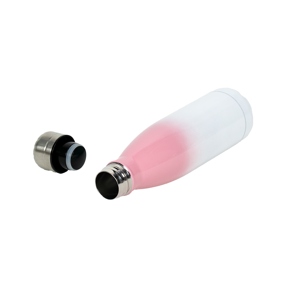 Garrafa Térmica de Aço Inox Estilo Cola Bicolor Rosa Claro  500ml – caixa com 10 unidades