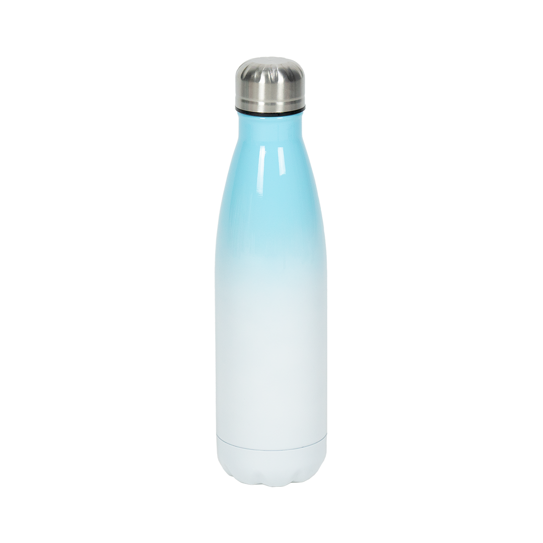 Garrafa Térmica de Aço Inox Estilo Cola Bicolor Azul Claro  500ml – caixa com 10 unidades