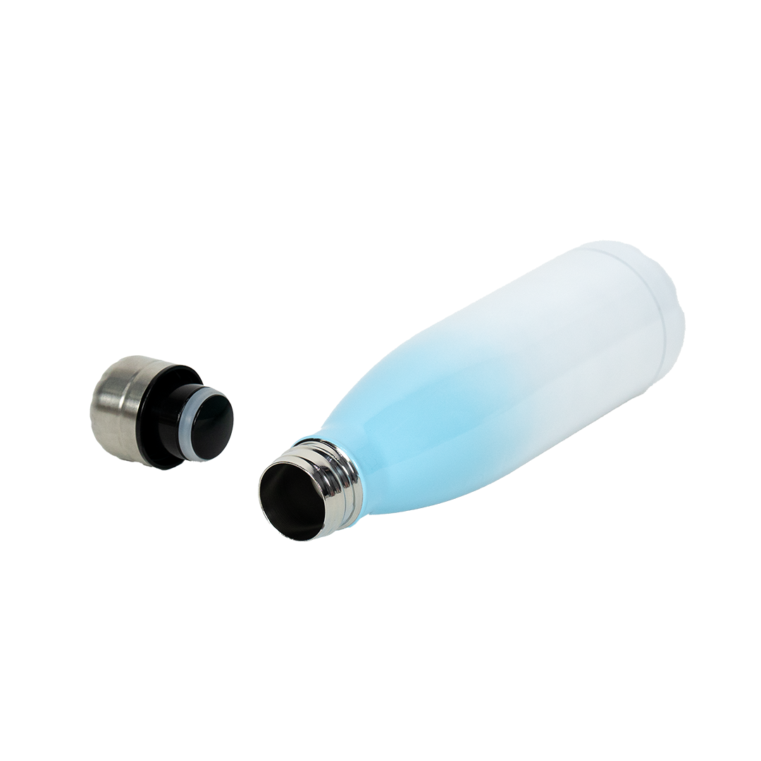 Garrafa Térmica de Aço Inox Estilo Cola Bicolor Azul Claro  500ml – caixa com 10 unidades
