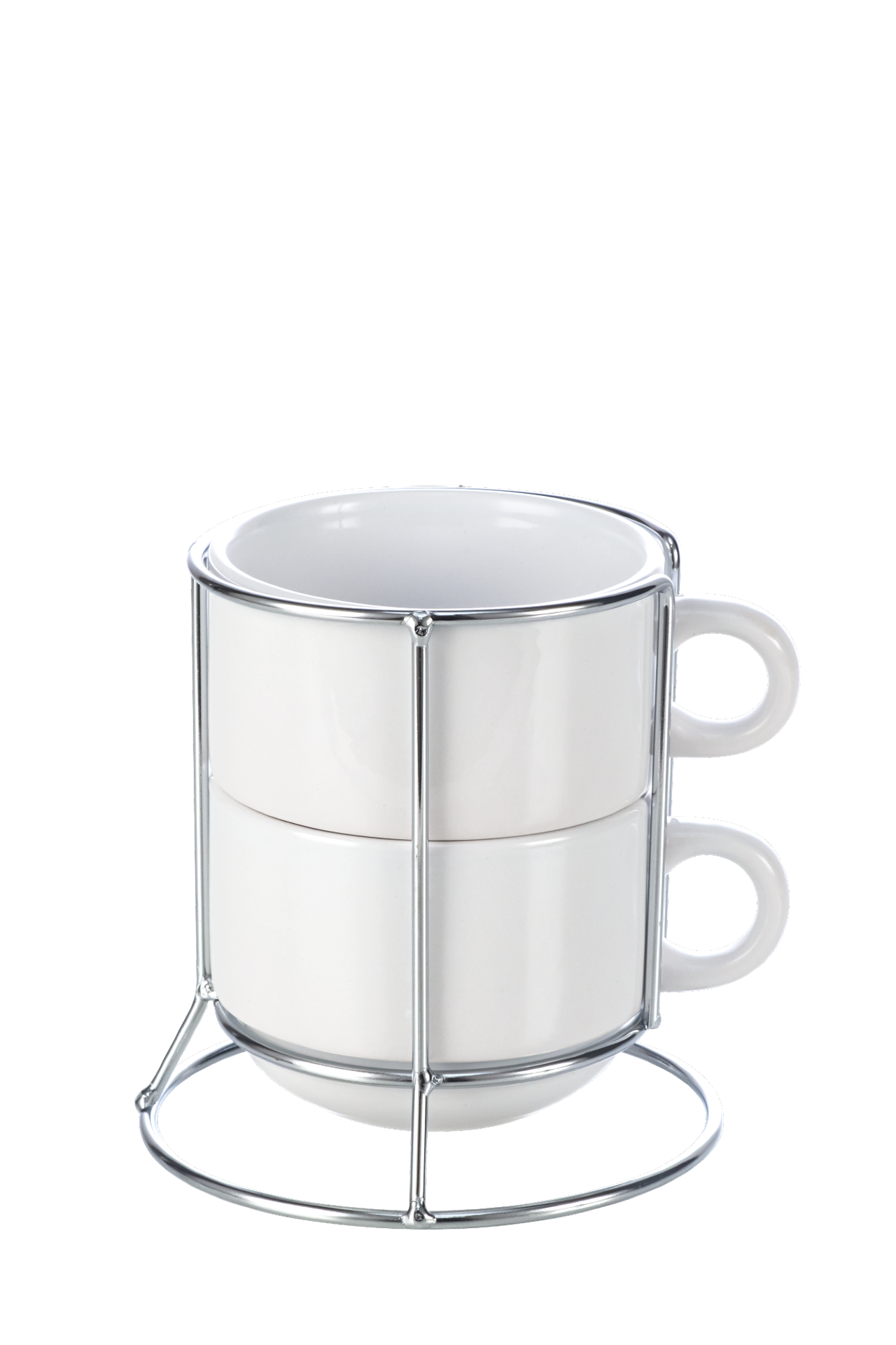 Xícara Branca com Suporte de Metal Kit 2 xícaras  180ml - caixa com 20 unidades