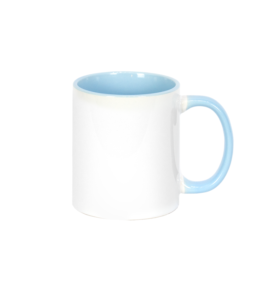 Caneca Branca Alça e Interno Azul Bebê  325ml