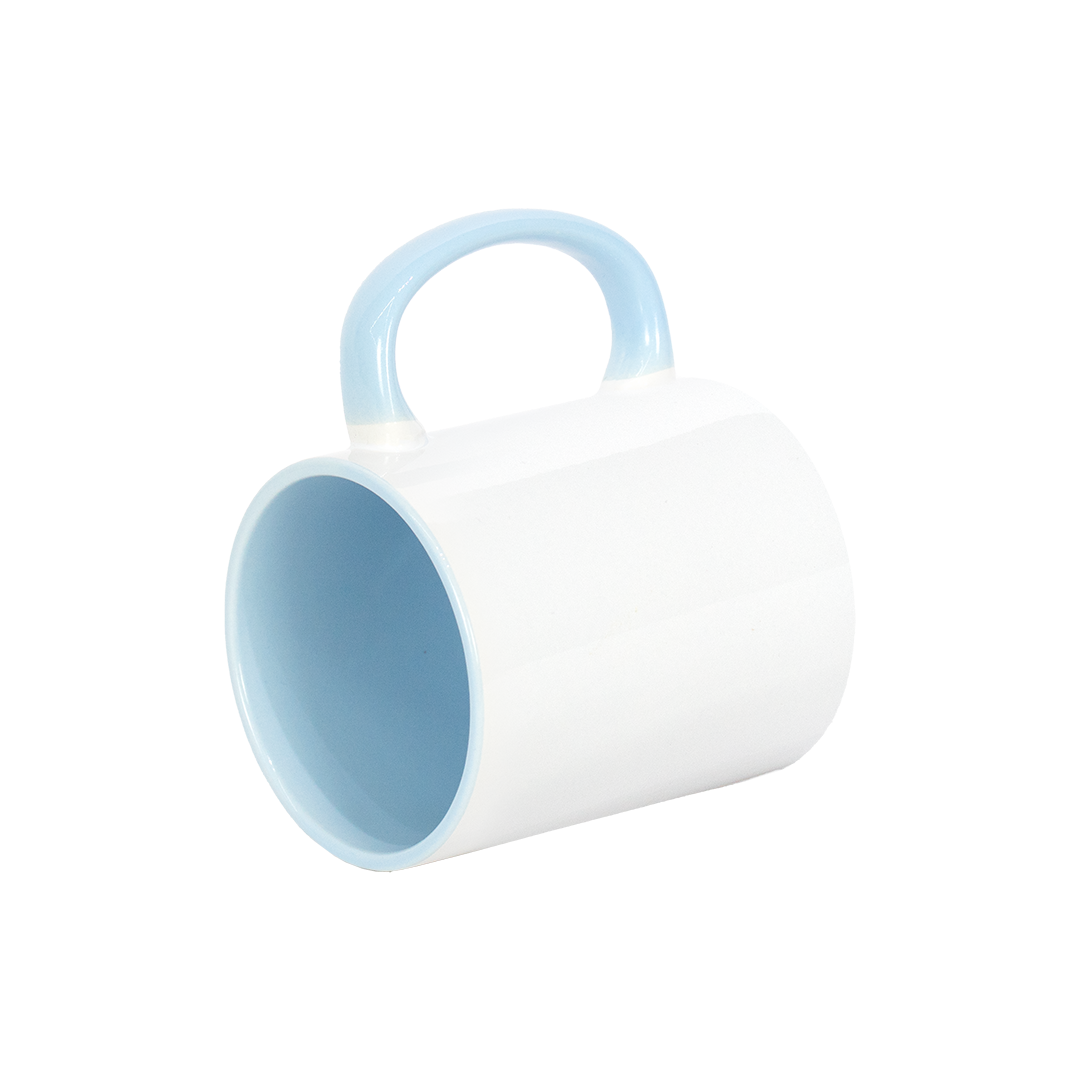 Caneca Branca Alça e Interno Azul Bebê  325ml