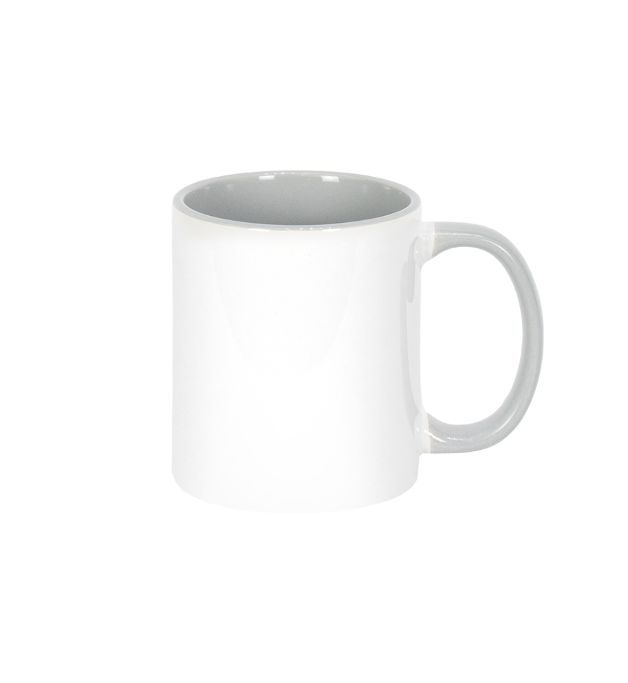 Caneca Branca Alça e Interno Cinza  325ml