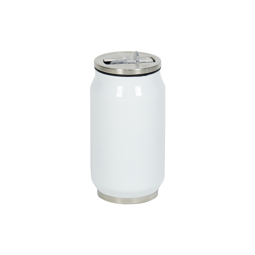 Copo Térmico Aço Inox Estilo Lata Branco 300ml