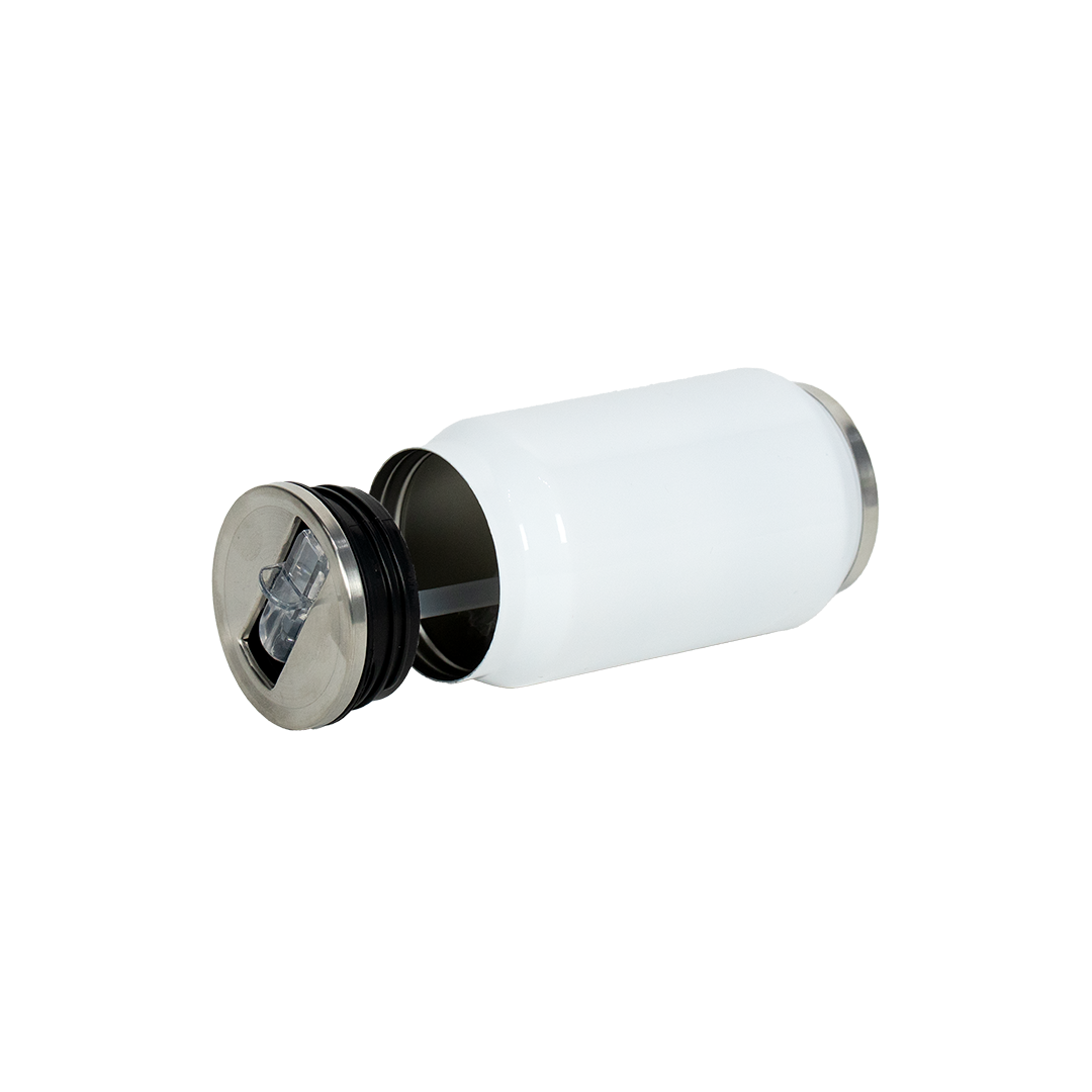 Copo Térmico Aço Inox Estilo Lata Branco 300ml
