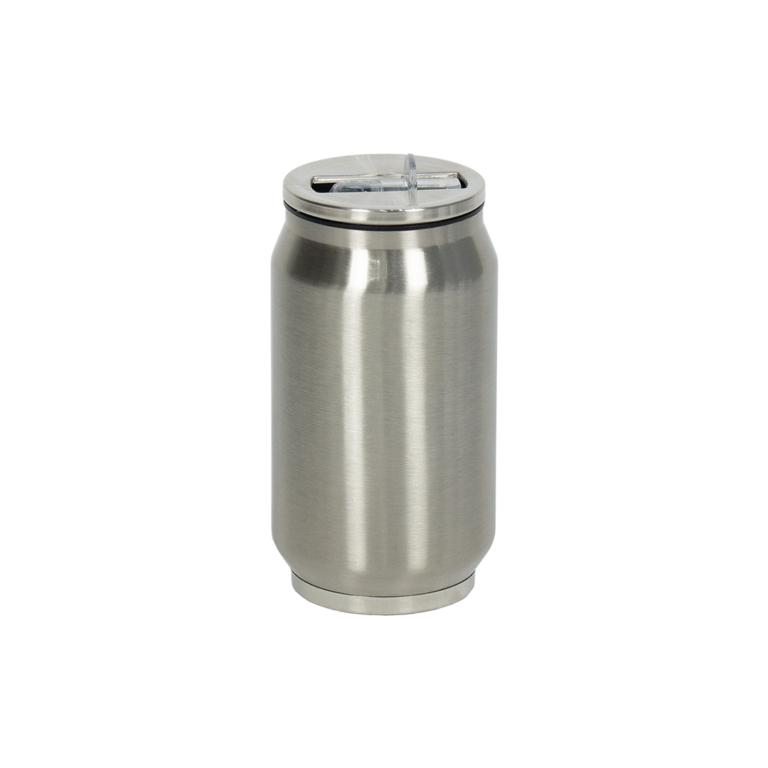 Copo Térmico Aço Inox Estilo Lata Prata 300ml