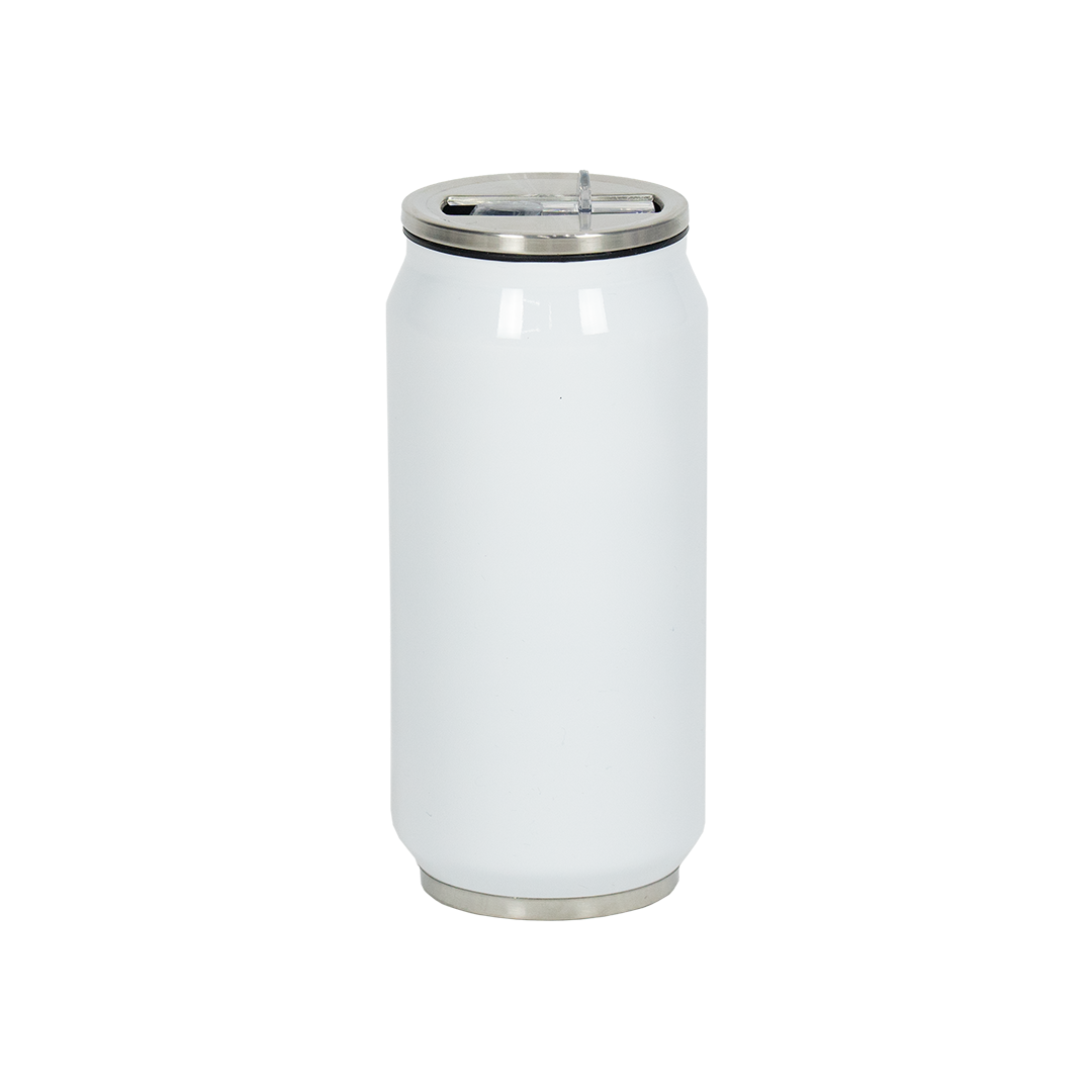 Copo Térmico Aço Inox Estilo Lata Branco 500ml