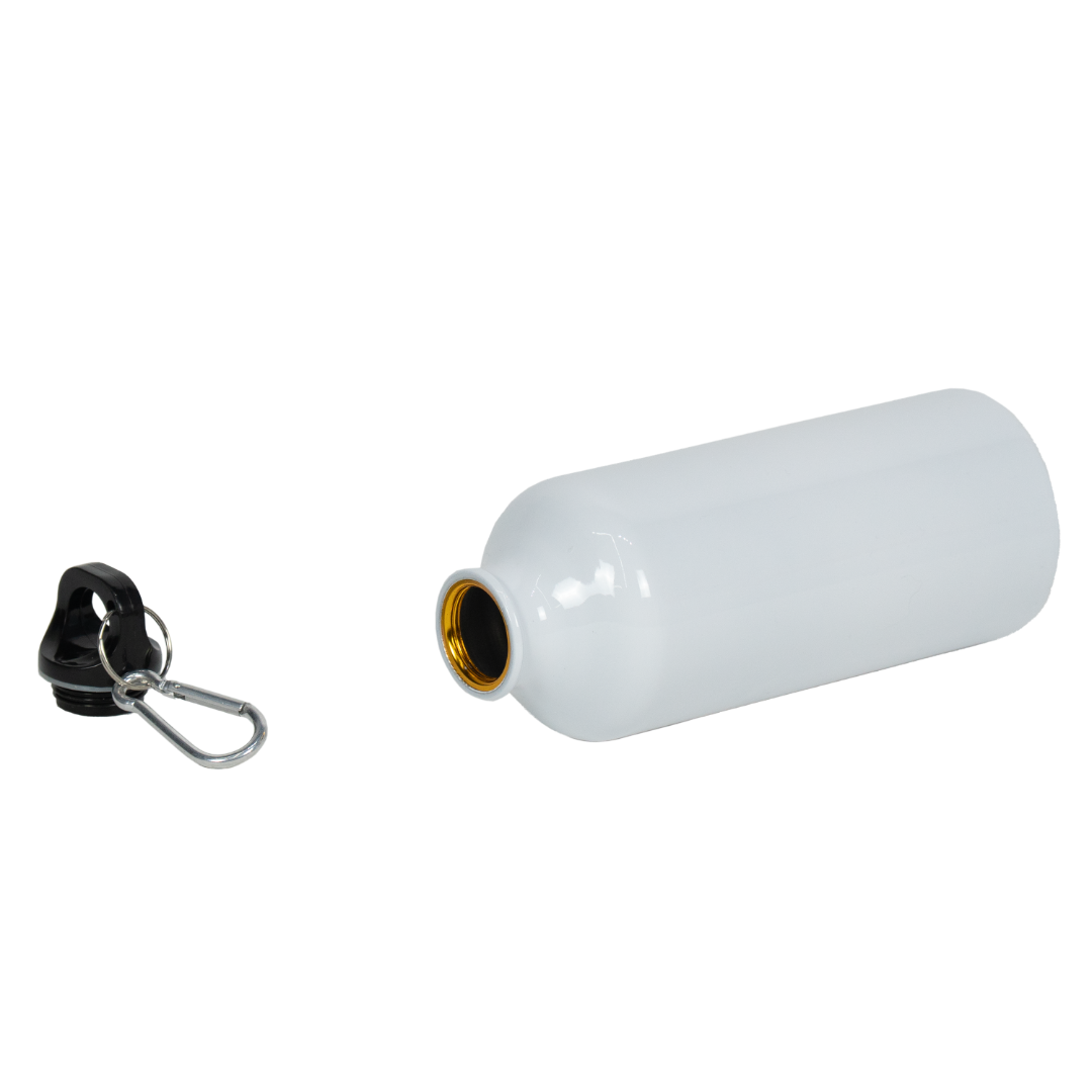 Garrafa de Alumínio Tampa Mosquetão Branca  600ml