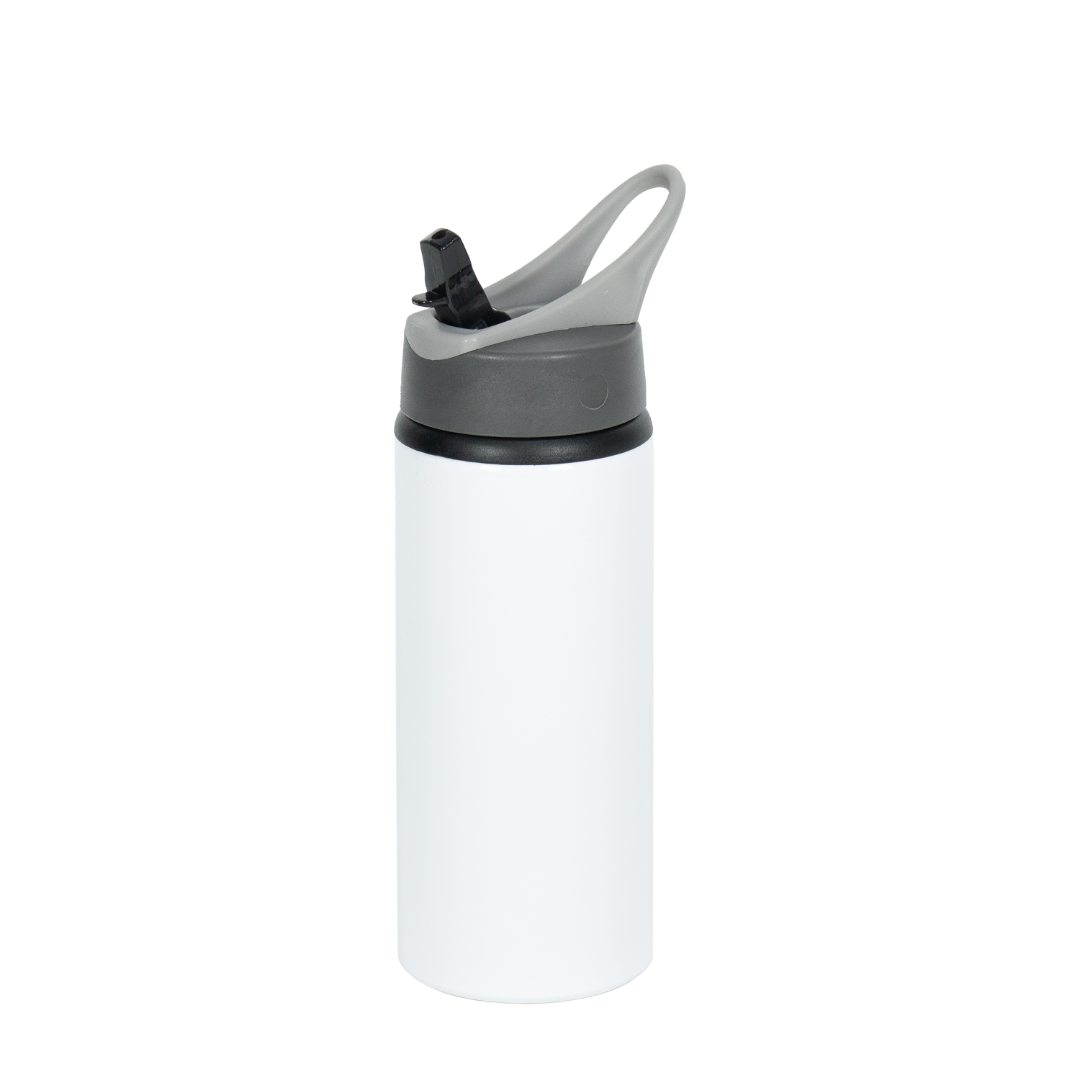 INDISPONÍVEL - Garrafa de Alumínio Tampa com Alça Branca  600ml - caixa com 25 unidades