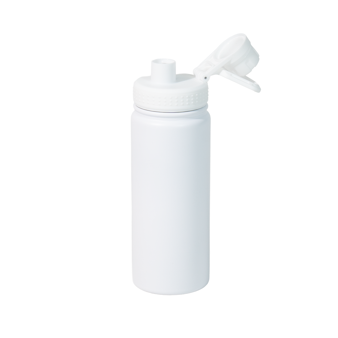 INDISPONÍVEL - Garrafa Térmica de Aço Inox Tampa com Alça Branco Fosco 600ml - caixa com 10 unidades