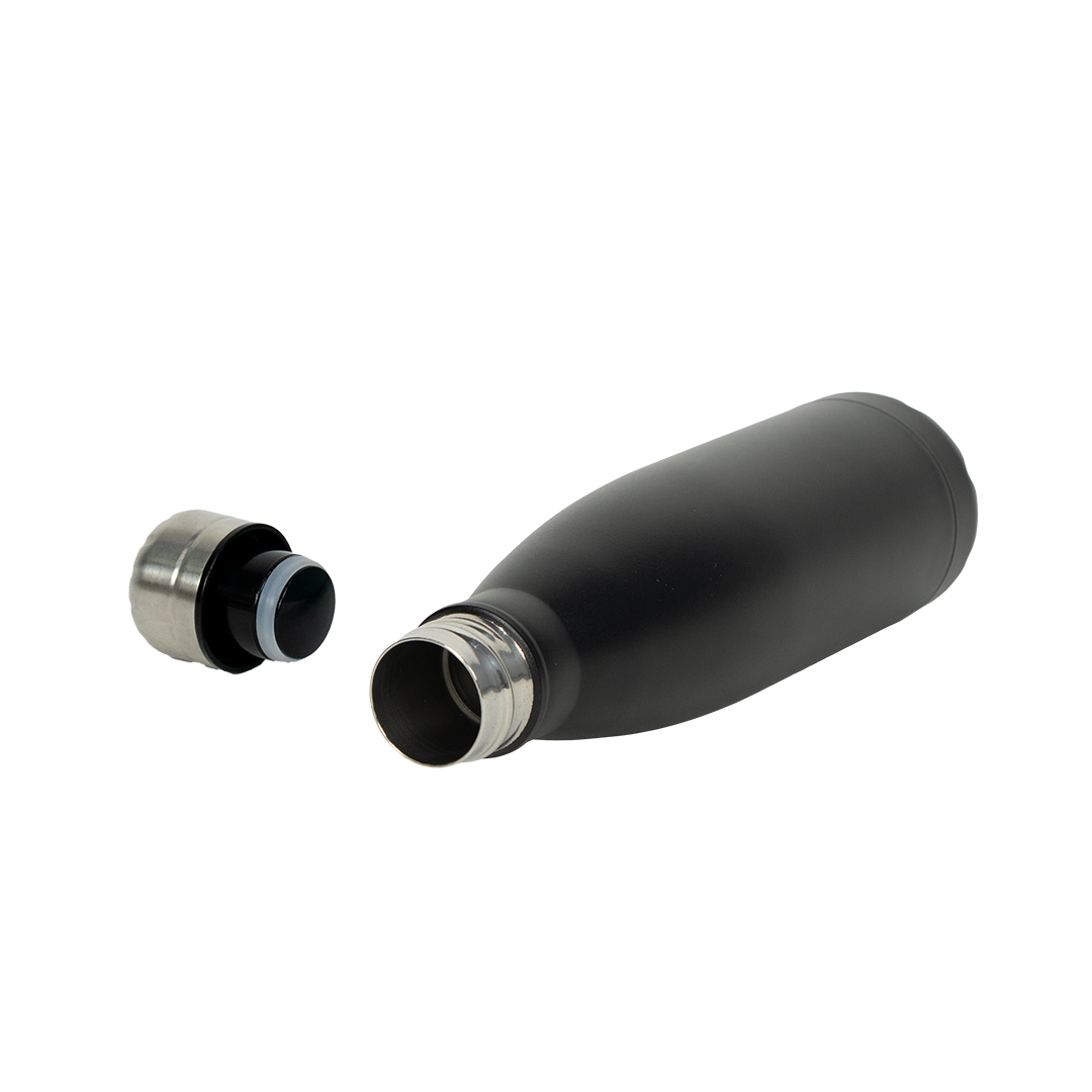 Garrafa Térmica de Aço Inox Estilo Cola Preto Fosco  500ml – caixa com 10 unidades