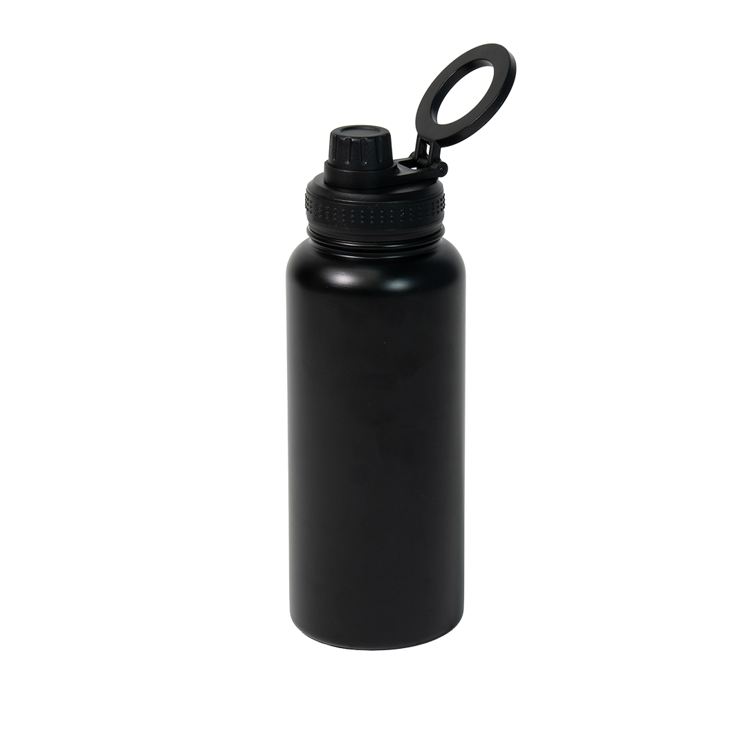 Garrafa Térmica de Aço Inox com Suporte Magnético Preto Fosco 1L