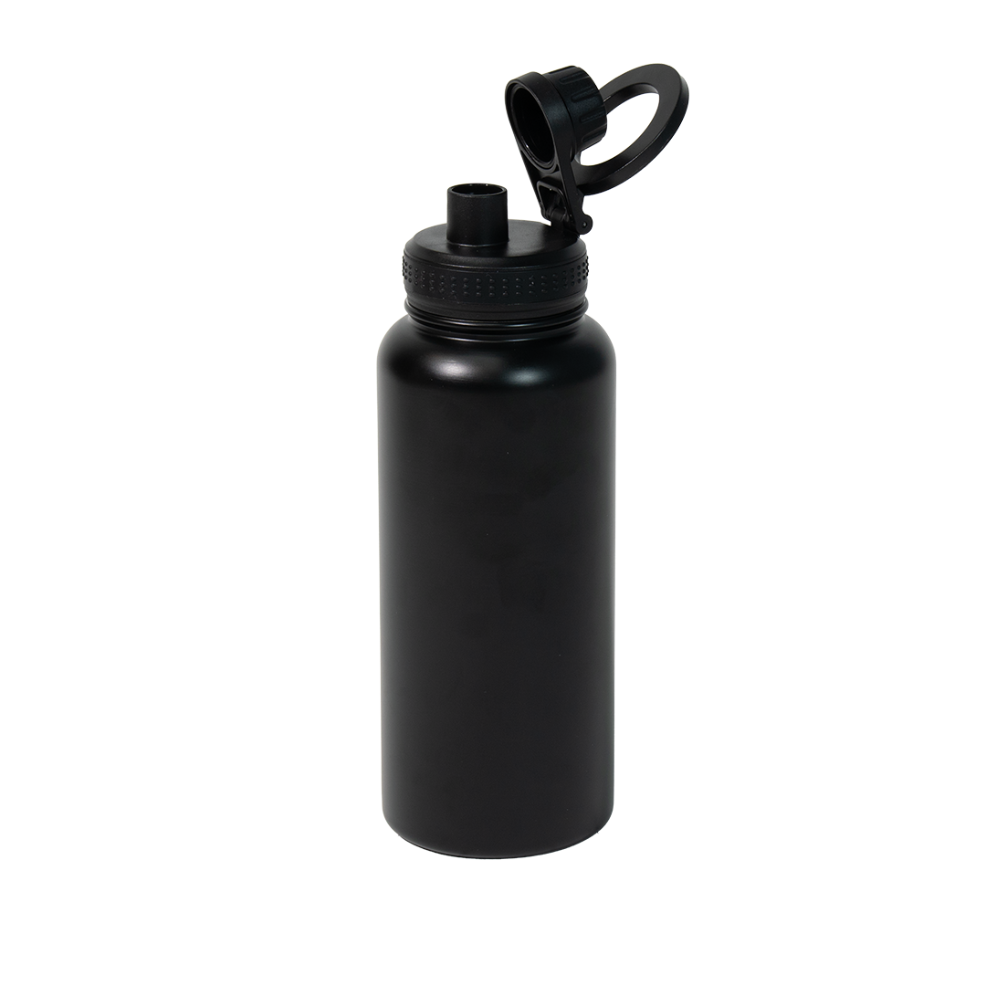 Garrafa Térmica de Aço Inox com Suporte Magnético Preto Fosco 1L