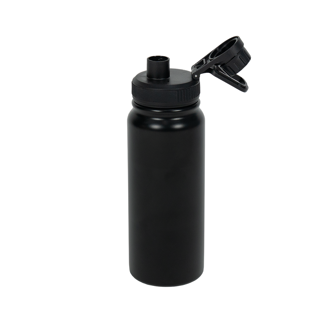 Garrafa Térmica de Aço Inox Tampa com Alça Preto Fosco 600ml - caixa com 10 unidades
