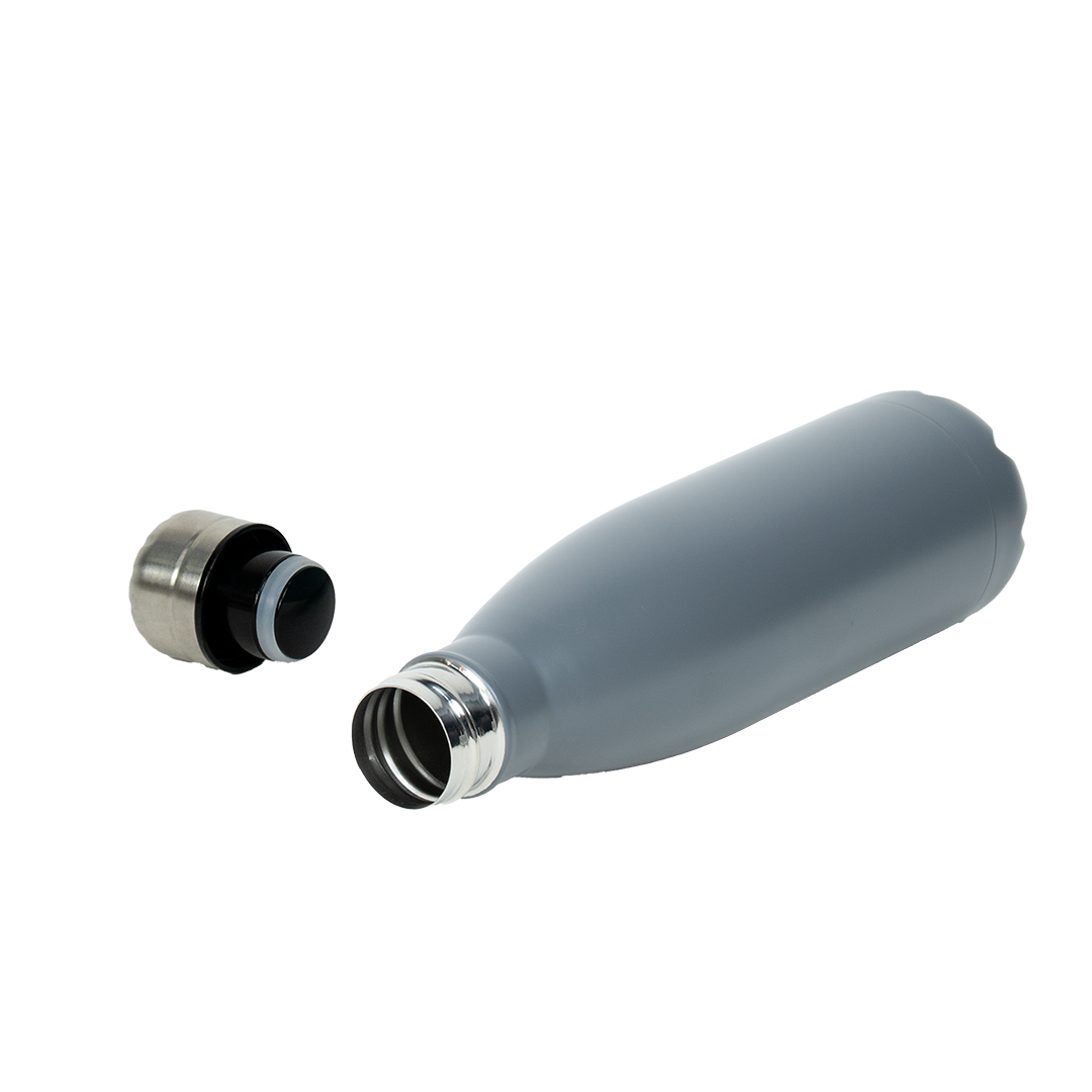 Garrafa Térmica de Aço Inox Estilo Cola Cinza Fosco  500ml – caixa com 10 unidades